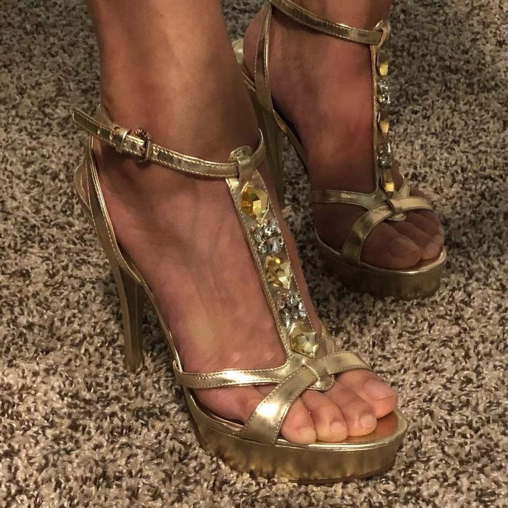 Guess Gold Bling Heels